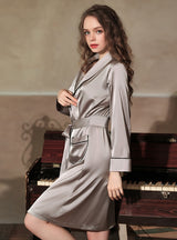Silk-like Long Sleeve Robe Bathrobe