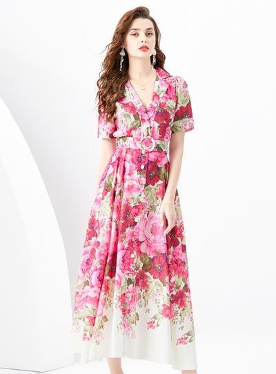 Double-breasted Slim Long Dress