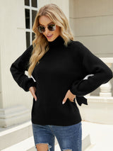 Long Sleeve Knit Loose Pullover Turtle Neck Sweater