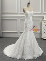 Sexy White Mermaid Lace Sweetheart Wedding Dress