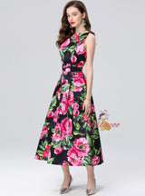 Women Printed Silm Waist Dress