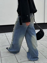 Loose Low-waisted Holes Jeans