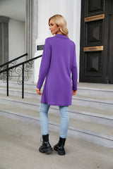 Solid Color Button Loose Long Sleeve Coat