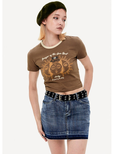 Retro Contrast Short Short Sleeve T-shirt