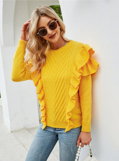 Wooden Ear Knitted Pullover Sweater