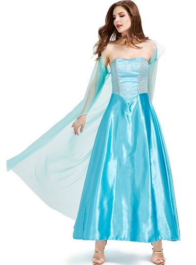 Fairy Tale Princess Light Blue Dress with Cloak
