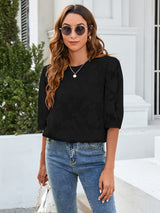 Flower Pattern Puff Sleeve Chiffon Loose Top