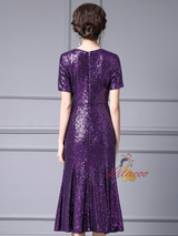 Burgundy Sequins Pleats Mother Of The Bride Dress