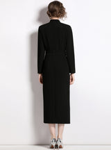Black Bow Slim Long Sleeve Dress
