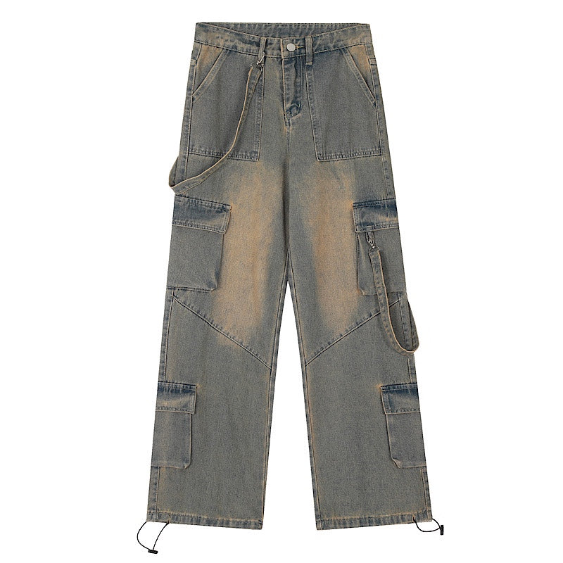 2024 Loose Wide-leg Casual Pocket Jeans