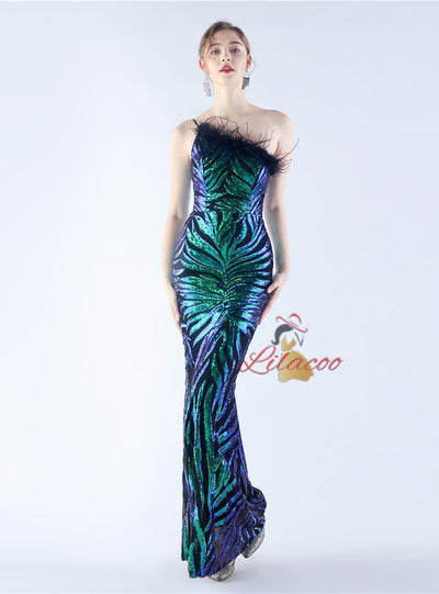 Mermaid Sequins One Shoulder Prom Dress