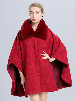 Women's Wool Cardigan Granular Cloak Coat