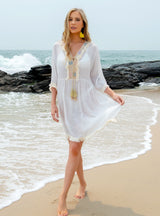 Seaside Holiday Lady V-neck Bikini Cover Up