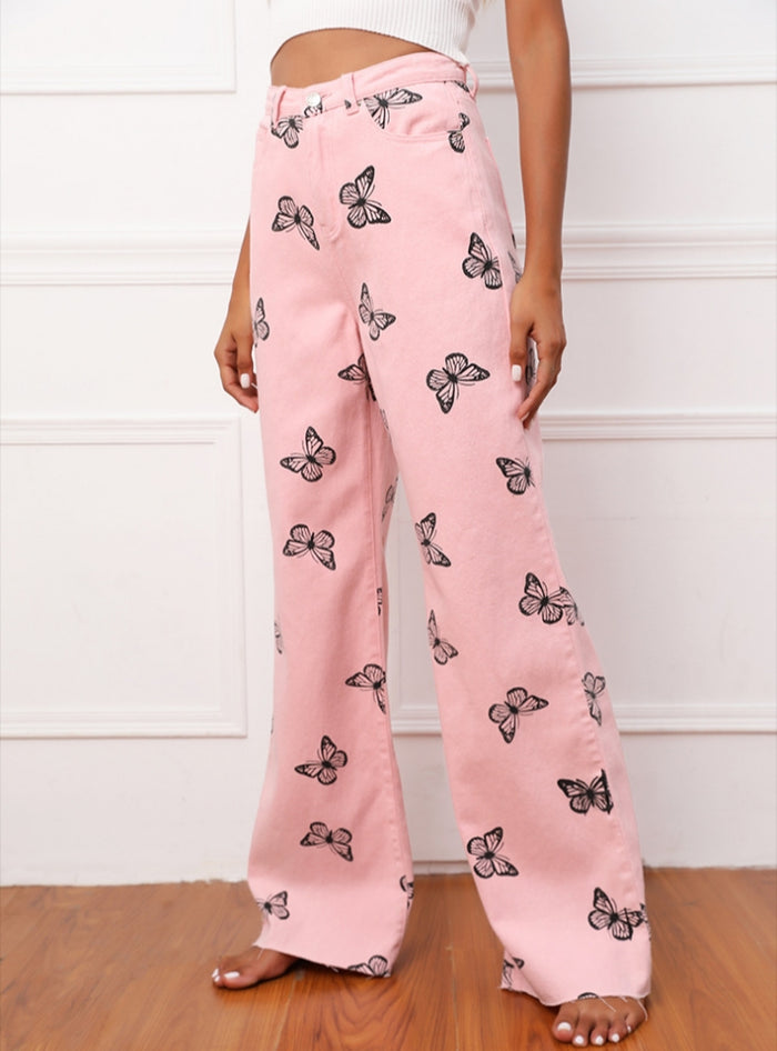 Loose Casual High Waist Straight Wide-leg Pants