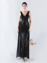 V-neck Sequins Mermaid Prom Dress