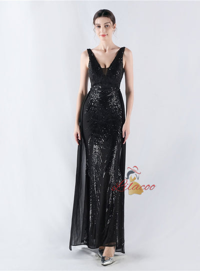 V-neck Sequins Mermaid Prom Dress