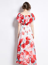 Chiffon Ruffled Beach Slit Dress