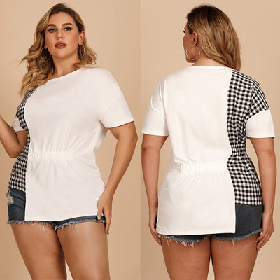 Short Sleeves Irregular Round Neck T-shirt