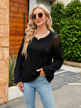 Hollow Pullover Round Neck Sweater