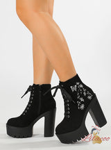 Flower Embroidery Thick-soled Tetro Boots