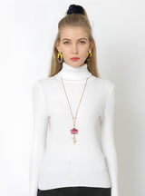 Solid Color High Neck Sweater