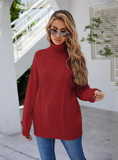 Turtleneck Twist Loose Slim Sweater