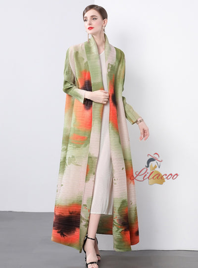 Women Fold Loose Large Print Coat