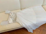 White Gauze Tulle Beading Long Dress