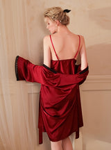 Ice Silk Long Sleeve Silk Lace Bathrobe