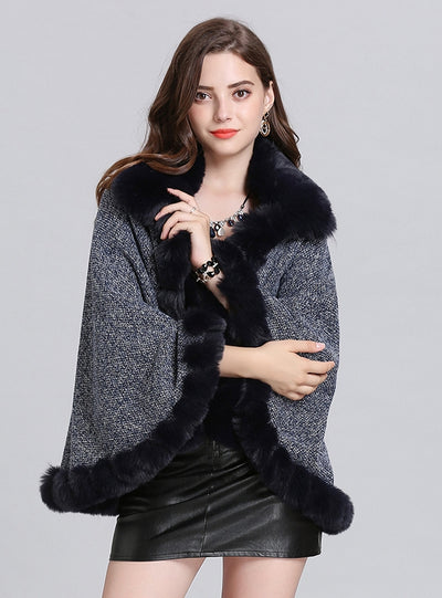 Wool Knitted Cardigan Shawl Cloak