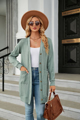 Solid Color Pocket Button Long Sleeve Coat