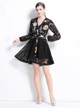 Heavy Deep V-neck Long Sleeve Slim Dress