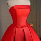 Red Strapless Bow Homecoming Dress