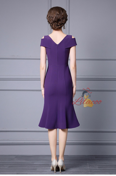 Burgundy V-neck Beading Mother Of The Bride Dress