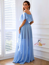 Off the Shoulder Slit Long Dress