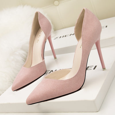 Suede Shallow Mouth Pointed High Heels Shoes
