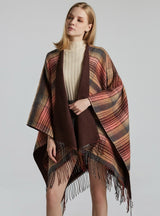 Colored Plaid Fringed Warm Shawl Cloak