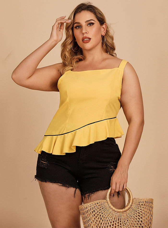 Solid Color Loose Ruffled Top