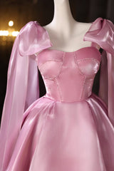 Pink Straps Beading Homecoming Dress