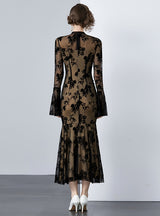 Sexy Black Fishtail Flared Sleeves