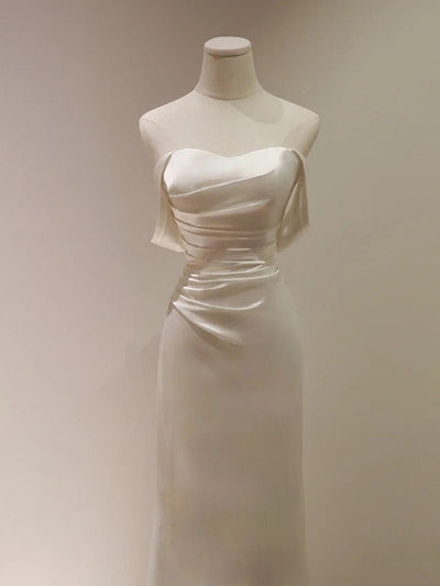 White Mermaid Pleats Off the Shoulder Wedding Dress
