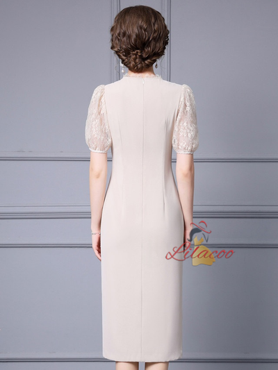 Apricot Lace Split Mother Of The Bride Dress
