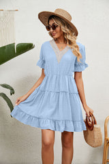 Summer Jacquard V-neck Loose Dress