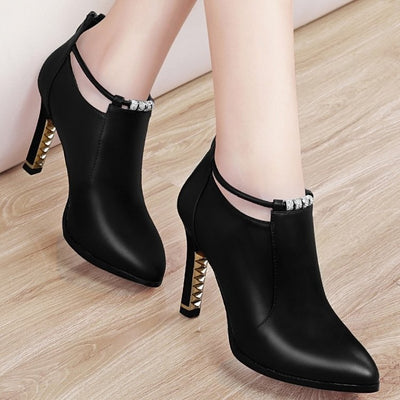 Pointed High-heeled Ankle Boots Martin Boots