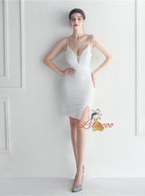 Spaghetti Straps Sequins Mini Prom Dress