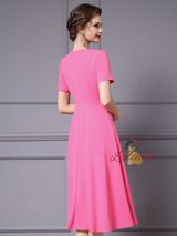 Pink Short Sleeve Beading Mother Of The Bride Dress