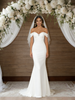White Mermaid Off the Shoulder Pleats Wedding Dress