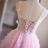 Pink Tulle Sequins Straps Butterfly Homecoming Dress