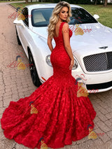Sexy Red Mermaid Straps Prom Dress