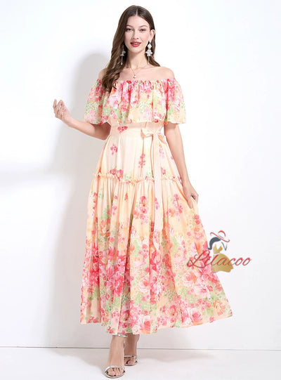 Off the Shoulder Ruffled Slim Dress